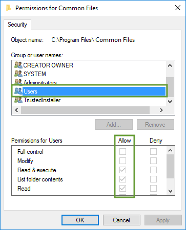 QuickBooks Desktop - Windows Permissions for Common Files