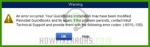 QuickBooks error code 6010 100
